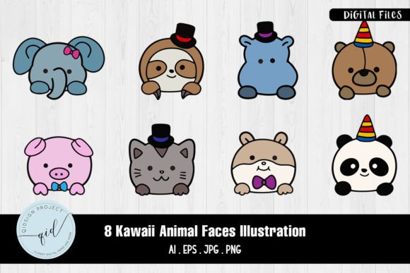 8 Kawaii Animal Faces Illustration: Your New Favorite Design Asset