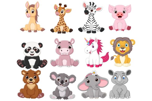 Adorable Design Assets: Cartoon Baby Animal Bundle