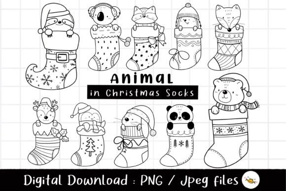 Animal in the Sock Clipart: Cute Christmas & Nursery Designs