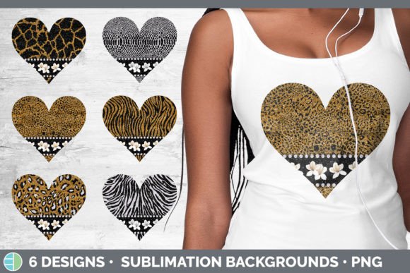 Animal Print Hearts Clipart | Flower Hea Sublimation Bundle