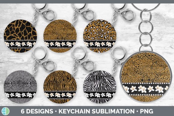 Animal Print Keychain Bundle: Floral Wildness for Your Crafts