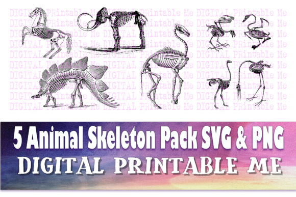 Animal Skeleton Clip Art Pack: 5 Essential Designs