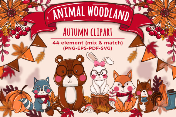 Animal Woodland & Element Autumn Clipart: A Seasonal Design Toolkit