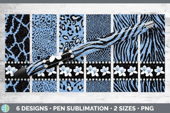 Blue Animal Print Pen Wraps | Flower Epo: A Creative Design Asset