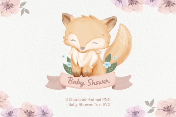 Charming Animal with Ribbon Illustrations for Nursery & Baby Designs