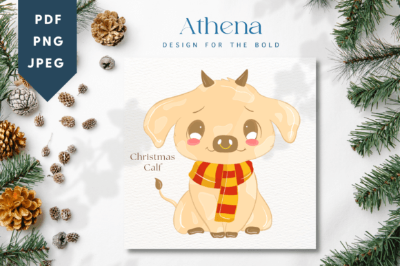 Christmas Calf | Cute Baby Animal: A Festive Design Asset