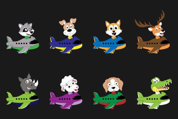 Cute Animal Cartoon Ride Plane: A Playful Font for Lively Designs