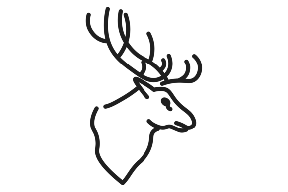 Deer Head Icon: A Hunting Animal Linear Portrait for Designers