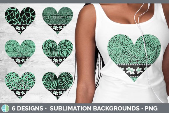Green Animal Print Hearts Clipart | Flow