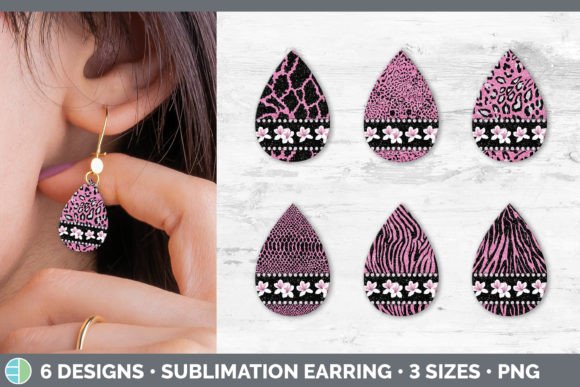 Pink Animal Print Teardrop Earring | Flo: A Modern Typography Statement