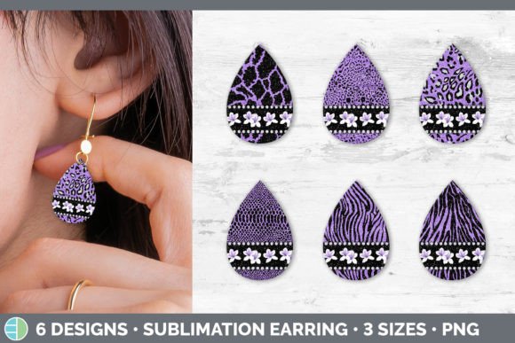 Purple Animal Print Teardrop Earring | F: A Sublimation Design Asset